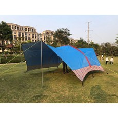 하비 스카이 UV 차단 돔형 타프, 새로운 하비 블루 + 꽃 천