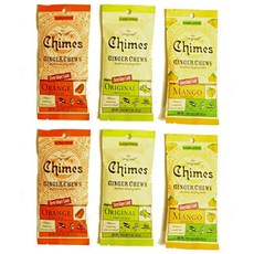 Chimes' Ginger Chews - Variety Pack - Original Mango and Orange (Pack Of 6) null, 1개
