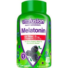 Vitafusion Extra Strength Melatonin Gummy Vitamins 5mg 120개 젤리, 1개, 120정