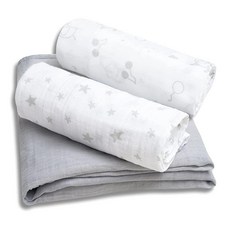 David's kids 3팩 아기 모슬린 포대기 담요 - 100% 면 랩 남아 및 여아용 라지 119.4 x 119.4cm(47 47인치) 부드럽고 통기성이 좋은 유아용 그레이/코, 그레이/코끼리/별