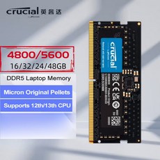 노트북 메모리용 Crucial RAM 262 핀 SO DIMM 8GB 16GB 32GB DDR5 4800MHz 5600MHz 1.1V CL40 CL46, 02 16GB 4800MHz, 1개