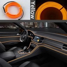 자동차 인테리어 LED 장식 조명 EL 와이어링 DIY 유연한 주변 USB 파티 분위기 다이오드 네온, [01] USB Drive, [02] 3m console 2 doors, [08] YELLOW, 1개