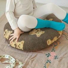 핑송 곰돌이 쿠션 패턴 바디필로우 등받이 원형 침대 소파 다리 집순이 원형 베개 쿠션