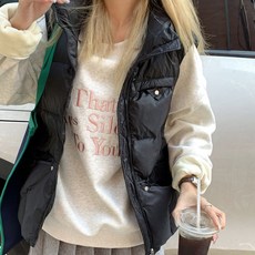 네모엔룩 여성용 덕다운하이넥 스터드 찡 절개 포켓 오리털 패딩 조끼 베스트 NL 경량 패딩 조끼-추천-네모엔룩 여성용 덕다운하이넥 스터드 찡 절개 포켓 오리털 패딩 조끼 베스트 NL