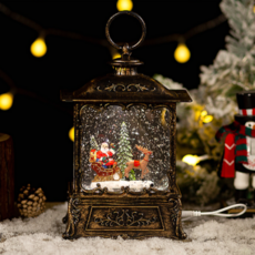 루미에르 크리스마스 소품 스노우볼 오르골 워터볼 무드등 인테리어 장식, 1.빈티지 직사각, 산타