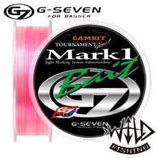 GAMBIT G7 토너먼트 진 FC Mark1 베이트 14LB 배스 루어 카본라인 낚싯줄, 투명 + 핑크