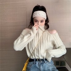 G7398 여자 오프숄더 니트 티셔츠