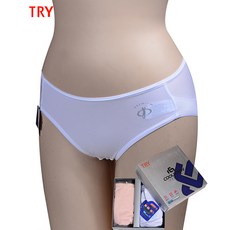 (트라이)(P)쿨미디노라인#A40)흡한속건 통기성 라이크라 여성 삼각팬티 2매입