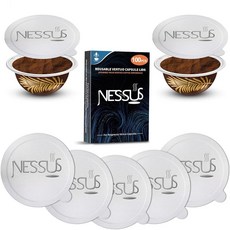 NESSUS Vertuo 재사용 가능한 포드 키트 오리지널 알루미늄 호일 뚜껑 100개 [ALSeal EZ FIT] 네스프레소 리필 가능한 포드용 네스프레소 버츄올린 기계와, 100 PCS Refill Foils, 2) 100 PCS Refill Foils