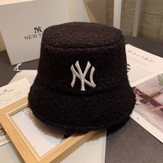 MLB NY 추동 새양털 버킷햇 남여 공용 레터링 자수 스트리트 패션 피플햇