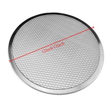스틸 피자 팬 붙지 않는 베이킹 둥근 금속 메쉬 천공 오븐 안전, 12inch, 1개