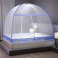 MBH 모기장텐트 미세방충망 모기장, 1.2M 침대, 귀여운 고양이 블루