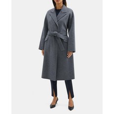 Theory 띠어리 더블 페이스 울 캐시미어 Robe 코트 다크 그레이 멜란지 174595