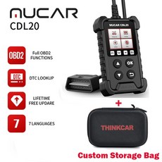 자동차 스캐너 MUCAR CDL20 OBD2 자동 진단 도구 OBD 2 코드 리더 체크 엔진 전체 기능 평생 무료, 2.CDL20 and Bag, 1개