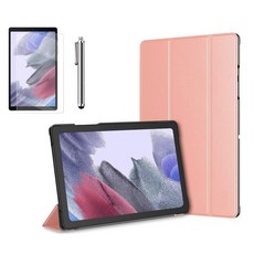 갤럭시탭A7 라이트 Lite 8.7 슬림 북커버 케이스 스탠드+액정필름+터치펜 SM-T220N T225N 케이스나라, 로즈골드, 기본 케이스 로즈골드, 기본 케이스