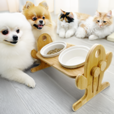 [매트 증정 EVENT] 강아지 고양이 유리 물그릇 밥그릇 각도조절 길고양이 2구밥그릇, 리더 높이조절 식기