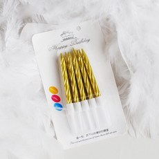 샹들리에초 생일초 케이크 데코픽 (6 color), 반짝초 골드 10P