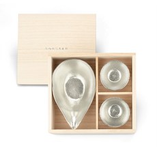 [국내배송/정식수입] 노사쿠(NOUSAKU) 주석잔 카타구치L+구이노미2개들이 세트(나무상자), 1세트