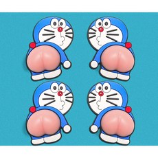 투하프 쫀득쫀득 엉뎅이 캐릭터 자동차 문콕방지 PVC 스티커 4P, 4개, 도라에몽 4개, 도라에몽