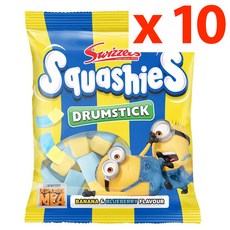 [영국발송]10개 120g 스위즐스 드럼스틱 스쿼시 바나나 & 블루베리 Swizzels Banana & Blueberry, 10개