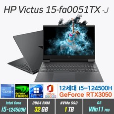 HP Victus 15-fa0051TX + Win11 Pro 포함 / RTX3050 / 인텔12세대 i5 / 게이밍노트북, 32GB, 1TB, 인텔 12세대 i5 12450H, Mica Silver