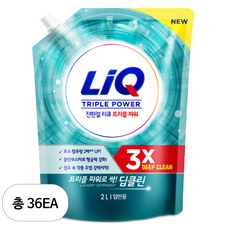 리큐 진한겔 딥클린 트리플파워 일반용 액상세제 리필, 2L, 36개