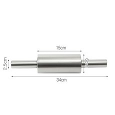 스텐만두피밀대 손잡이반죽밀대 베이킹롤링핀 15cm-483, 1개