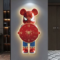 Uinox 곰돌이 시계 LED 무드등 인테리어 벽시계 대형 디자인 무소음 조명벽시계, J, 41*80cm