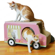 골판지 라지 고양이 차 장난감 고양이 그 발톱 갈이 고양이 집 자동차, 60x26.5x34cm, 노란색 (노란색 스쿨버스)