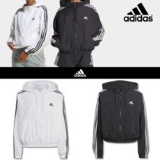 [브랜드정품/AS가능] 아디다스 adidas 우먼스 바람막이 트랙탑 3선 에센셜 데일리 크롭 숏 윈드브레이커 3S 여성 가을 간절기 아우터 자켓