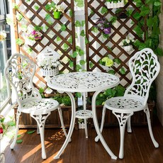 야외철제의자 티테이블 정원꾸미기 카페 주물 장미, 화이트 나뭇가지세트