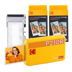 코닥 미니 2 레트로 포토프린터 휴대용 + 카트리지 68매 번들, P210R, Yellow