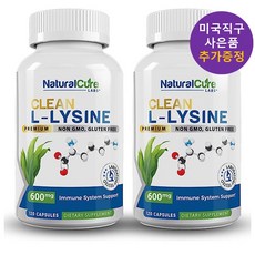 내츄럴캐어 L라이신 600mg 120캡슐 2통 사은품 증정, 2개, 120정
