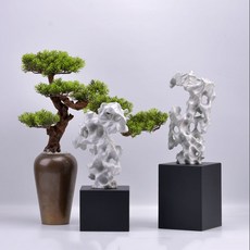 인테리어 신 중국식 화이트 타바스그레이 태호석 페이크 산 소프트 엔틱한디자인 멀바우가구 모델 하우스 서재 테이블 TV거실장, 그레이 화이트 태호석 큰사이즈 라지