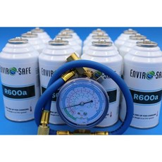 Generic R600a 냉매 - 6온스 캔 12개와 황동 게이지 케이스 HVAC용