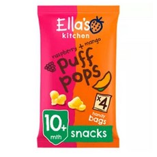 Ellas Kitchen 엘라스 키친 라즈베리 망고 퍼프 팝 스낵 아기 과자 10개월 이상 9g 4개입 4팩, 4개