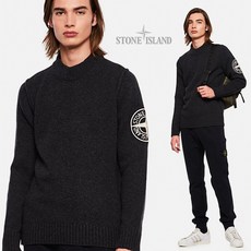 스톤아일랜드 20FW LAMBSWOOL 하프 터틀넥 니트 BLK