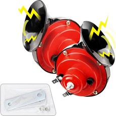 슈퍼 라우드 카 혼 2PCS 12V 방수 하이 배스 전기 달팽이 스피커 자동차 오토바이용 키트 교체트럭 자전거 보트블랙, Red1