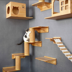 고양이 수직공간 켓 타워 원목 선반 미끄럼틀 구름다리 캣 워커 워크 캣폴 타워 DIY, 어우렁캣워커 베이직A