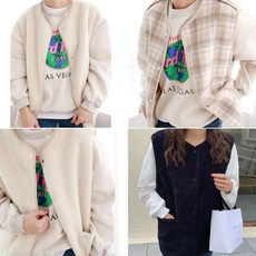 여성 양털 양면 조끼 체크 리버시블 베스트 가을 겨울 2color