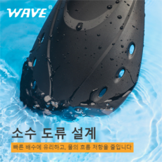 WAVE 전문적인 성인의 프리다이빙 스킨 스쿠버 오리발 숏핀 TPR 남녀수영 물놀이 숏핀 오리발 수영훈련, 블랙, L