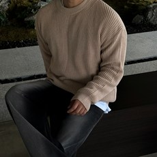 빠델 남녀공용 하찌 라운드 오버핏 니트