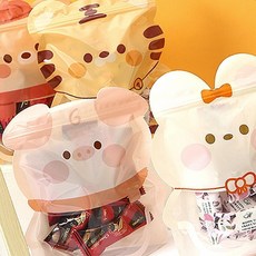 귀여운 동물케릭터 아이들선물 젤리선물 과자선물 지퍼백 간식포장 캐릭터지퍼백, 곰, 1개
