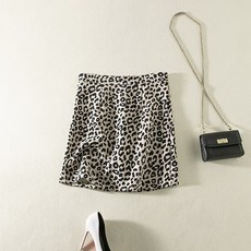 호피무늬 레오파드 섹시 힙업 미니스커트 여성 가을 홍콩무드 하이웨이스트 날씬해 보이는 원스텝 A라인
