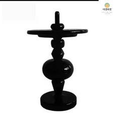 높은소파테이블 북유럽 모던 거실 원형 티테이블, 블랙원목지름45X높이69CM