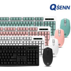 큐센 QSENN MK450 무선 키보드마우스 세트 키스킨포함 핑크 블랙 민트 화이트