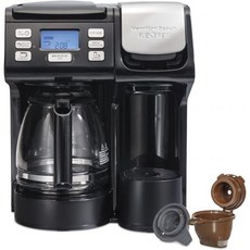 해밀턴 비치 49902 플렉스브루 트리오 2웨이 커피 메이커 K컵 포드 또는 그라운드와 호환 콤보 싱글 서브 풀 12c 포트 블랙 패스트 브루잉, Black - Fast Brewing, Single Serve & Full 12c Pot, Coffee Maker