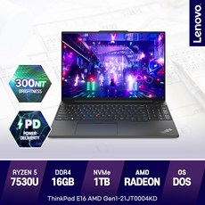 레노버 씽크패드 E16 AMD Gen1-21JT0004KD R5-7530U 가성비노트북, 21JT0004KD, Free DOS, 16GB, 1TB, 라이젠5, 블랙