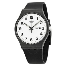 [SUOB705] Swatch Originals Twice Again White Dial Black Silicone Unisex Watch SUOB705
