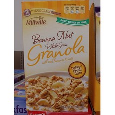 Millville 밀빌 바나나 Nut Whole Grain Granola with real bananas & nuts 16oz(454g), 2개